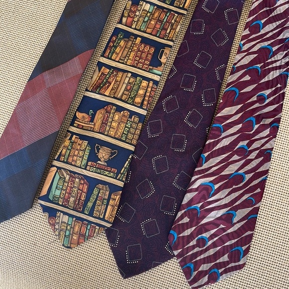 Vintage Print Mens Ties Bundle Set of 4 - Picture 2 of 5